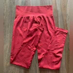 Rachel Leggings Made In Italy Red Large Waistband Size Medium Textured